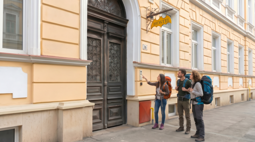 Ground floor entrance and access area at Transylvania Hostel