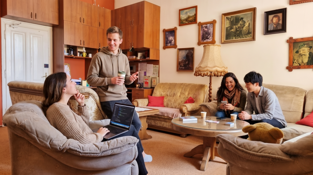 Common area for guests at Transylvania Hostel